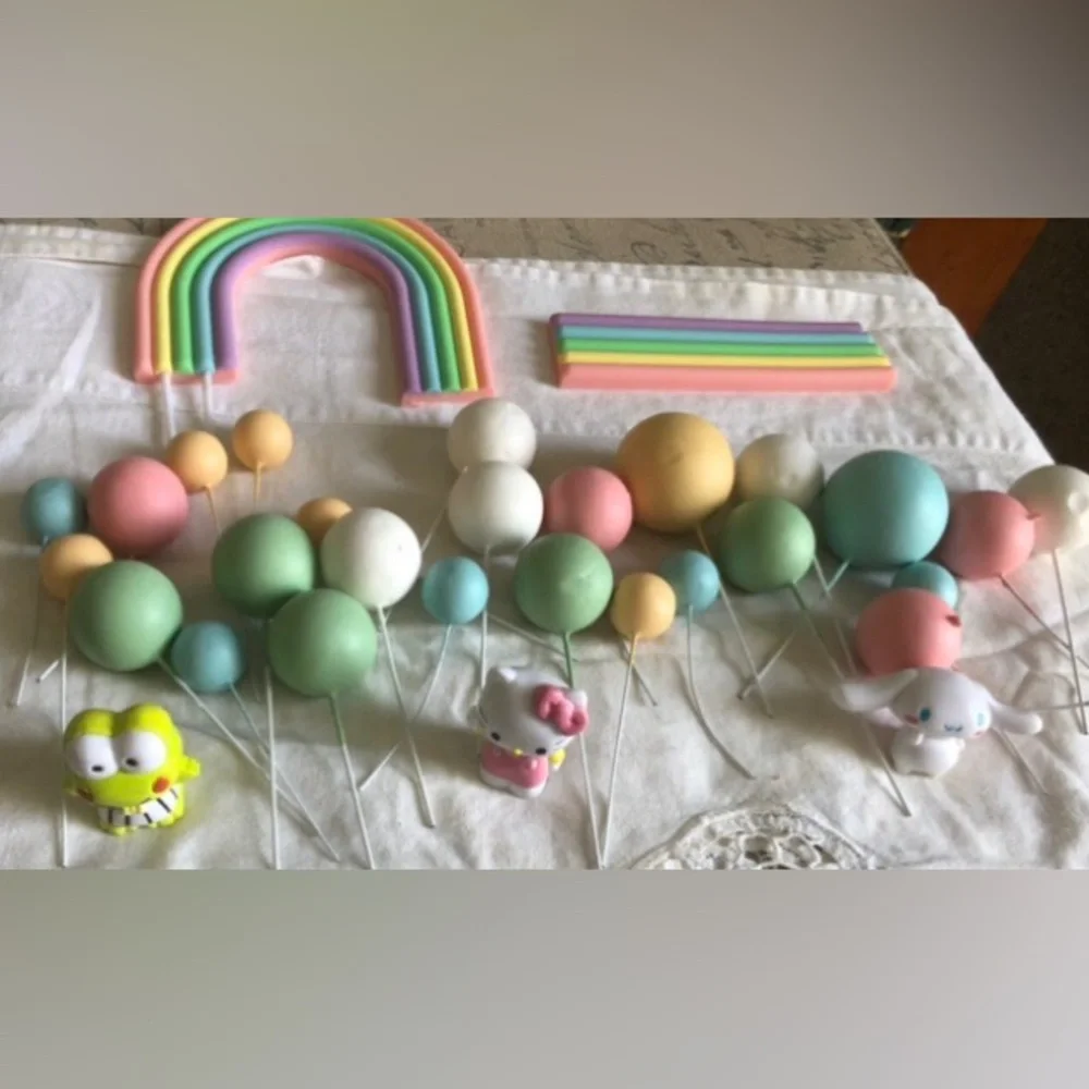 Hello Kitty Keriopi Cinnamoroll Birthday Cake Topper Star Rainbow Set